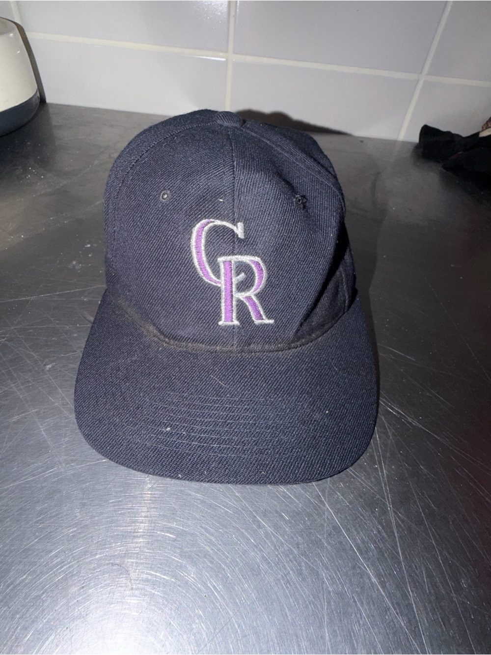 Nike MLB Colorado Rockies Kids Hat Navy with Purple & White Logo Todd on back
